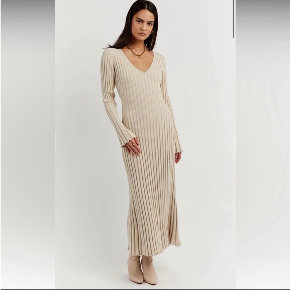 DISSH Dress Reign Maxi Ribbed Knit in Stone Cream - Picture 4 of 9